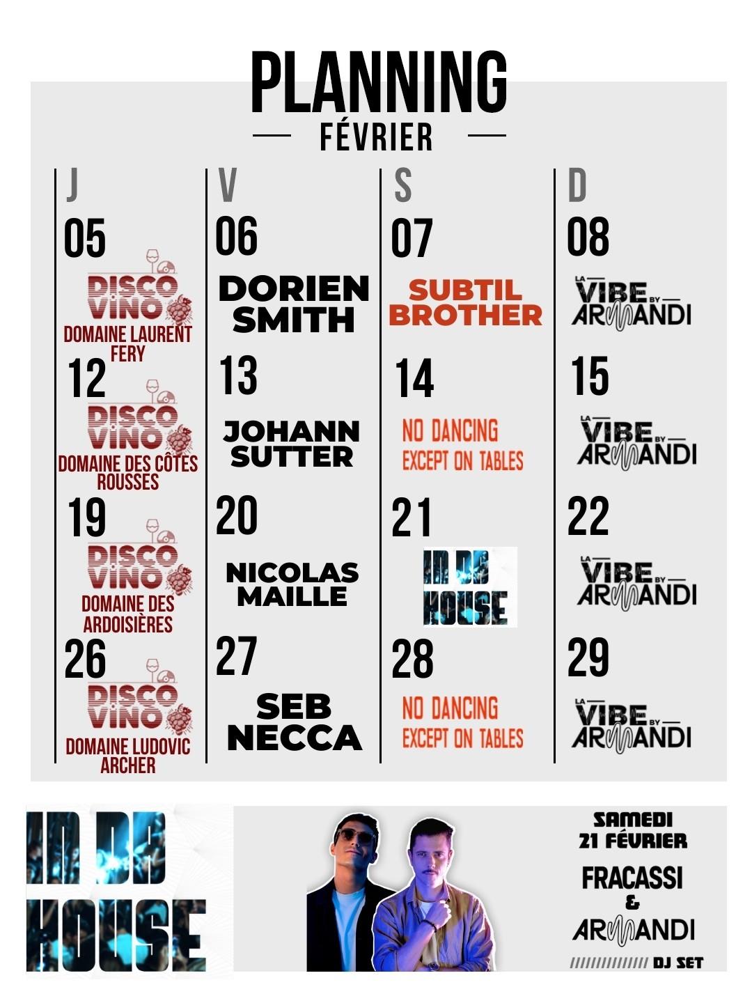 Planning de Février