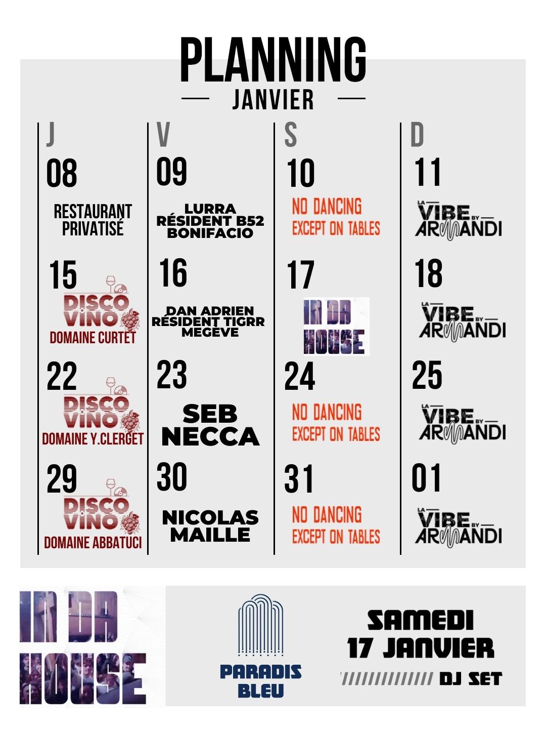 Planning de Janvier